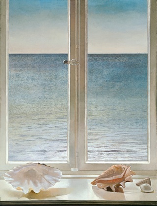 Fenster mit Meerestieren, Cadaques, Tempera/Lwd., 120 x 90 cm, 1976