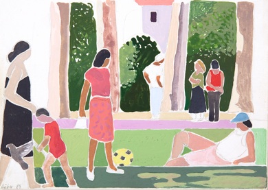 Giardino di Boboli, Spielende Kinder X, Gouache/Papier, 17 x 24 cm, 1989