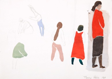 Giardino di Boboli, Spielende Kinder XII, Gouache/Papier, 17 x 24 cm, 1989