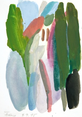 Im Garten der, Villa Romana III, Gouache/Papier, 24 x 17 cm, 1995