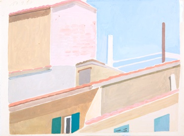 Südliche Architektur, (Florenz) II, Gouache/Papier, 17 x 23 cm, 1984