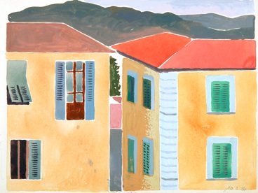 Südliche Architektur, (Florenz) VI, Gouache/Papier, 17 x 23 cm, 1986