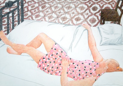 Catania 1, Buntstift-Bleistift/Papier, 33 x 48 cm, 1967