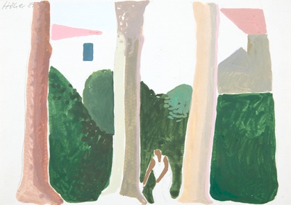 Zwischen Platanen IV, (Im Sommer), Gouache/Papier, 25 x 36 cm, 1990