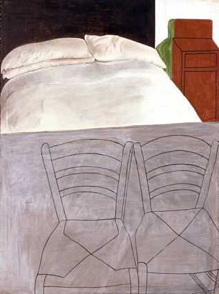 Bett, Tempera, Lack/Lwd., 130 x 97 cm, 1966