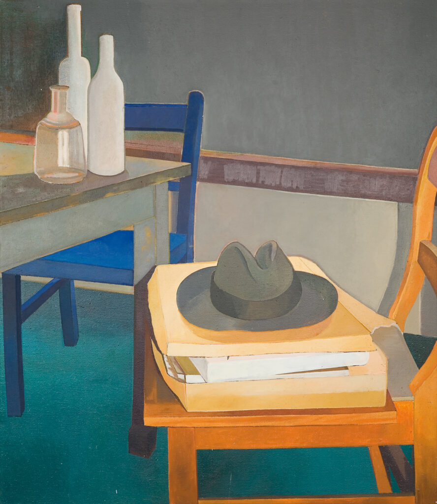 Mit Morandie am Tisch Tempera, Acryl/Lwd. 140 x 120 cm 2004/6